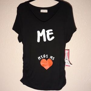 Maternity Black V-neck Short Sleeve Top - Large